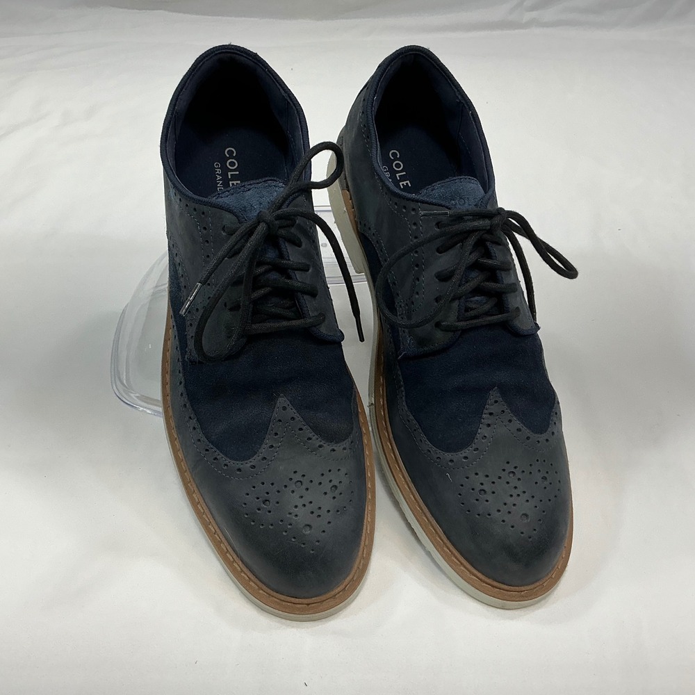 Cole Haan Grandseries Mens Navy Leather Suede Wingtip Oxford Shoes C34139